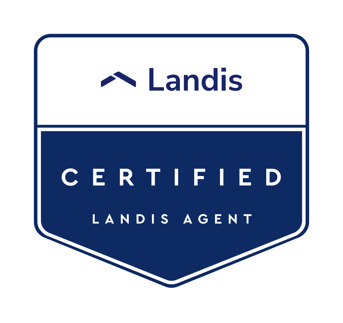 A blue and white logo for landis